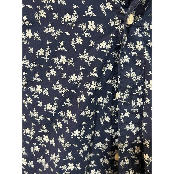 J Crew Secret Wash Stretch Button Up Floral Blue White Shirt Size Medium - Picture 4 of 6